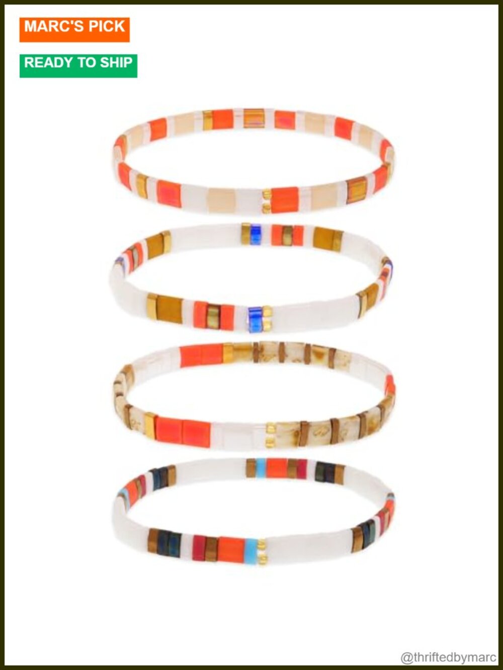 Glass Beaded Stretch Bracelet Set 4Pc Boho Stackable Women Jewelry Gift